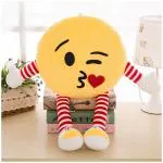 Hug N Feel Soft Toys Yellow Polyester Gel Fiber Emoji Plush Pillow Toy