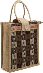 Ensac Grey Canvas and Jute Tote Bag