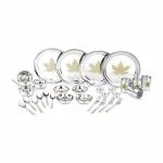 Classic Essentials Stainless Steel With Permanent Laser Design Maple 32 -Pieces Dinner Set ,Silver