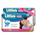 Little's Standard Baby Diapers M Size (Medium) Pants Style | 7-12 kg | 68 Count - Pack of 2 | CottonSoft Baby Diaper with Leakage Guard & 10 Hours Absorption