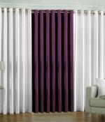 Indian Online Mall Polyester White, Wine Plain Door Curtain Set - 7 Feet X 4 Feet (Set Of 3)-