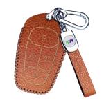 JVCV Tata Nexon and Harrier Brown Leather Lychee Pattern Key Cover