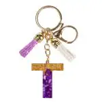 CRAFTSTUDIO Resin Alphabet Initial T letter keychain for Boys & Girls