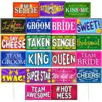 Zyozique 21 Pack Wedding Photo Booth Props - Funny, Bridal Party Photo Props, Selfie Props, Fun Prop Kit, Photo Booth Board Multicolour Wedding Photo