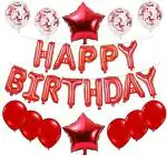 Festiko Red Happy Birthday Balloons, Happy Birthday Banner Foil Letter Balloons, Number Foil Balloon For Birthday Decorations, Age Birthday Combo (Birthday Combo, 2)