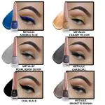 Looks United Metallic Long Lasting Intense Single Stroke Fashion Eyeliner (Metallic Admiral Blue, Metallic Canary Yellow, Metallic Pearl River Silver, Metallic Charcoal, Metallic Coal Black, Metallic Brunette Brown )Pack Of 6