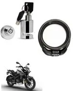 QiisX Heavy Duty Disc Brake Lock Anti Theft Security Lock with Helmet Lock Premium Black Heavy Number Lock for Bajaj Pulsar 200 NS DTS-i