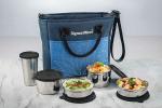Signoraware Black Stainless Steel Lunch Box With Bag (Set Of 6)