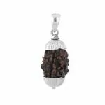 Shiv Ram Jyotish Kendra 3 Mukhi Rudraksha Three Face Nepali Rudraksha Pendant in Sterling Silver with German Silver Chain For Unisex Original Natural Certified Energized