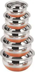 IM ENTERPRISE Multicolor Stainless Steel Handi Pot Set 0.5 L, 0.8 L, 1.1 L, 1.6 L, 2.1 L (Pack of 5)