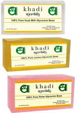 Ayurdaily Khadi Base Soap Combo - Goat Milk, Lemon And Rose Melt And Pour Soap Base, 166.67 Gm Each (Pack Of 3)