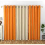 GOYCORS Orange and Cream Solid Polyester Long Door Curtain 10 Feet (Pack of 3)