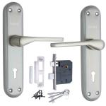 Atom Heavy Duty Mortise Door Lock , Silver Satin Finish | 3 Keys | 6 Lever Double Stage Lockset (PENTAKY)