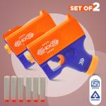KIWI KOOL Kid's Durable and Safe Design Set of Two Compact and Light Soft Easy to Operate Playtime Toy Bullet Gun with Foam Bullets for Shooting Imaginary Targets (8+, Multicolor)