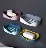 FRENYEAR Soap Dish Holder - Abs Plastic Adhesive Waterproof Wall Mounted Bar Soap Dish Holder for Bathroom, Kitchen Bathroom Soap Storage Corner Rack Dish (Pack of 4)