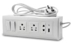Kolors Power Extension - 6A 2X1 Sockets - 2 Nos Single USB,6A 2 Pin Socket,6A Switch- 2 Nos - - 3 Meter Wire