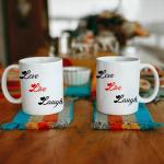 Mariners Creation Multicolor Resin Valentines Day Love Live Laugh Mugs (Pack Of 2)