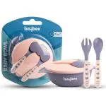baybee Silicone Baby Feeding Bowl with Lid, Suction Cup, Spoon & Fork Set for Baby Feeding Pink