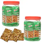Charliee Peanut Chikki 450g Jar (15g x 30Units) Pack of 2 No Added Preservatives and Colours | Gajak | Sweets | Made with Jaggery | Gazak