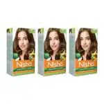 Nisha Creme Hair Color for Women & Men Long-lasting 100% Grey Coverage Permanent Hair Colour for Soft Shiny Healthy Hair Light Brown (120g, Pack of 3)
