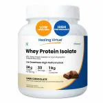Healing Virtue Whey Isolate, 1 kg, Low Sweet, High Performance, Healing beyond Recovery, Dark Chocolate, 33 Servings, 24g Protein, 5.5g BCAA, Essential Vitamins and Minerals with DigeZyme, Designed for Athletes, Sports and Fitness Enthusiasts