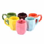 Anwaliya Fauna Series Ceramic Coffee Mugs, 320 ml, Set of 6, Diamond, Color May Vary