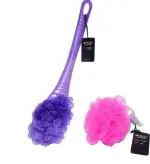 Lonekart Handle Loofah & Big Round Loofah for Bathing Purple,Pink (Pack of 2)