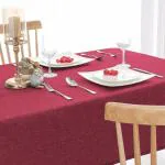 CASA-NEST Washable Jute Table 2-4 Seater Cover Pack of 1 Heat Resistant Table Cover for Kitchen Table/Dining Table Wedding Party, 36 x 54 Inches JUTE001 (Maroon)
