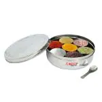METKING Stainless Steel Masala Box with Spoon & 7 Bowls - Kitchen Storage Organizer, Dabba, Masaldani