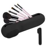 MAYCREATE Makeup Brush Holder Case Silicone Cosmetic Makeup Brushes Organizer With Cleaning Area, For Travel Daily Use - Full Sized & Large Brushes Fit, Magnetic Closure (Brushes Not Included)