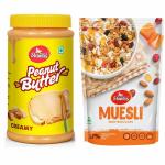 Shanti's Natural Creamy Peanut Butter - Mixed Fruits & Nuts Muesli Combo Breakfast Cereal-500gm Each