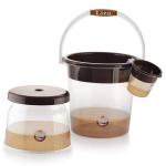 Tedemel Plastic Bucket, Tub & Mug Bathroom Set 3 pcs, Heavy Duty, Large Capacity (Brown)