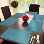 Faburaa Jute Place Mat for Dinner Table, Dining Table Placemat (Blue, 18x12 Inch, Set of 6)