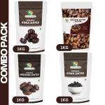 Organic Sapphire Foods Premium Dates| Khajur | Khajoor Dry Fruits, Energy Booster, High Fibre, Healthy Snacks Combo Pack 4Kg | Brown Dates 1Kg | Kimia Dates 1Kg | Medjool Dates 1Kg | Ajwa Dates 1Kg