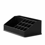 Wolblix Makeup Organizer 16-Compartment Holder for Lipsticks, Brushes & Eyeshadow Palettes (Black)