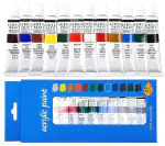 Corslet Professional Acrylic Paint Set 12ml Acrylic Colours 12 Pc with Acrylic Sketchbook DIY Paint, Rich Pigment | Multi-surface | Non-Cracking Paint for Canvas, Wood, Leather, Earthenware, Metal