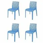 Supreme Furniture Web Designer Blue Plastic Chair for Home and Office - Pack of 4