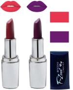 OUR BEAUTY Multicolor Creamy Matte Moisturising Lipstick Ks110, 9 G (Set Of 2)