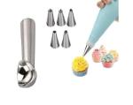 FIRST FRONT, Cake Decorating 6 Pcs Nozzle with Steel Ice Cream Scoop & Multicolour, (Pack of 2)
