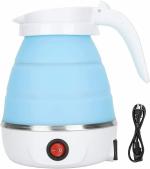 JNSM Small Electric Kettle Travel Kettle Folding Water Boiler Portable Silicone Household Electric Kettle 400W US Plug 110V Portable Water Boiler Collapsible Kettle (Blue) (600 ML) (Set Of 1)