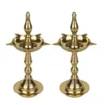 pujaNpujari Kerala Long Diyas Oil Lamps Pair of Heavy Weight Brass for Pooja, Temple and Festival Gift Brass (Pack of 2) Table Diya Set (Height: 12 inch)