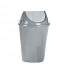 Plastic Swing-Lid Garbage Waste Dustbin/ Cylindrical Swing Dustbin - 32 L (Grey)