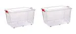 ARISTO Plastic Multipurpose Rectangular Storage Container Box (70L, Clear, Standard) - Pack of 2, (62 x 45 x 38 CM)