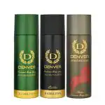 DENVER Hamilton Deo, Caliber & Sporting Club Rider Deodorant - 200ML Each (Pack of 3) | Deodorants men