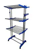 BLUEVISTA Stainless Steel Large Foldable Cloth Dryer Easy Dry Heavy 4 WHEELS Pole Cloth Drying Stand Rust-Free Stainless Steel & ABS 3 Tier/Layer Foldable Clothes Dryer Rack