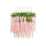 SPECIALYOU.IN Light Pink Wisteria Artificial Flowers Hanging Garland (3.6Ft Long) for Home Decoration, Diwali, Navratri, Wedding, Birthday, Party Decoration Items- Pack of 12