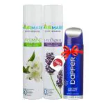AIRMARK Room Freshener - Aer Spray - Air Freshener Spray - Long Lasting Air Fresheners for Home, Office, Cars & Toilets (Pack of 2, 125ml each) Free Dapper