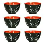 Caffeine Black Ceramic Dessert Bowl (Set Of 6)