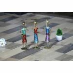 Jh Gallery Multicolor Iron Handmade Handcrafted Fashion Dolls With Umbrella Decorative Showpiece Items For Home Decor (Set Of 3)