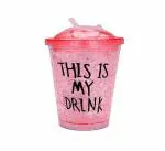 SKl BUYVIV Sipper Frosty Jar with Straw and lid Freezing Gel for Juice, Water 450 ml Sipper